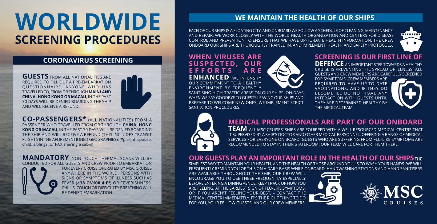 Worldwide screening procedures | MSC Cruises 