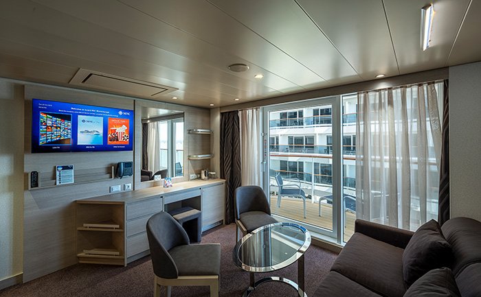 Premium Suite Aurea with promenade & ocean view, MSC World America | MSC Cruises Premium Suite Aurea with promenade & ocean view, MSC World America | MSC Cruises