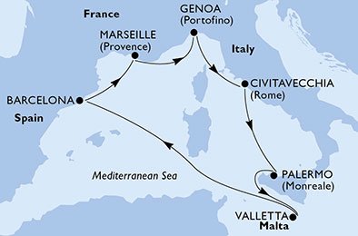 Espanha, França, Itália, Malta