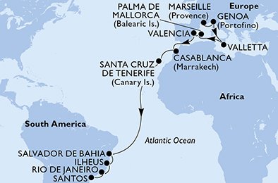 Mapa Itinerário do Cruzeiro