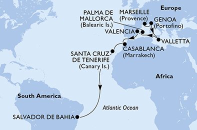 França, Itália, Malta, Espanha, Marrocos