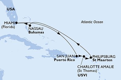 Estados Unidos, Porto Rico, Ilhas Virgens (E.U.), St. Maarten, Bahamas