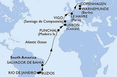 Portugal, Espanha, França, Dinamarca, Alemanha