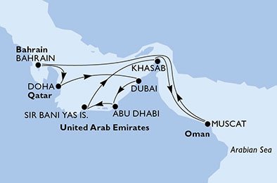 Emirados Árabes Unidos, Oman, Bahrain, Catar