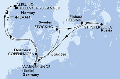 Alemanha, Suécia, Finlândia, Rússia, Dinamarca, Noruega