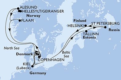 Alemanha, Dinamarca, Estônia, Rússia, Finlândia, Noruega