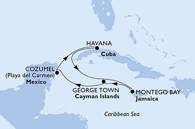 México, Cuba, Jamaica, Ilhas Cayman