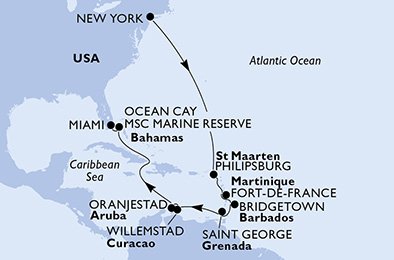 Estados Unidos, St. Maarten, Martinique, Barbados, Grenada, Aruba, Bahamas
