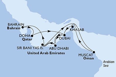 Emirados Árabes Unidos, Oman, Bahrain, Catar