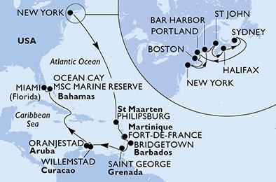 Estados Unidos, Canadá, St. Maarten, Martinique, Barbados, Grenada, Aruba, Bahamas