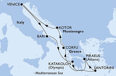 Itália, Grécia, Montenegro