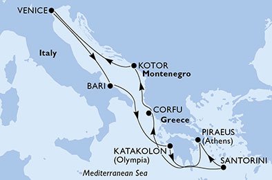 Itália, Grécia, Montenegro