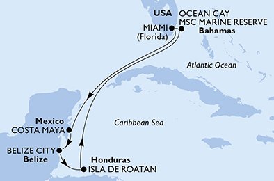 Estados Unidos, México, Belize, Honduras, Bahamas