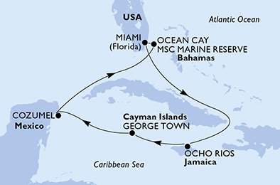 Estados Unidos, Jamaica, Ilhas Cayman, México, Bahamas