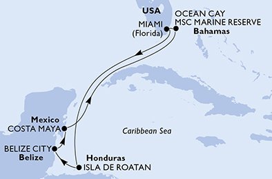 Estados Unidos, Honduras, Belize, México, Bahamas
