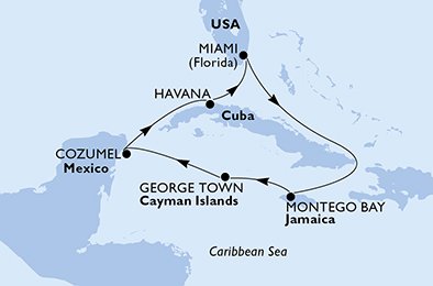 Estados Unidos, Jamaica, Ilhas Cayman, México, Cuba