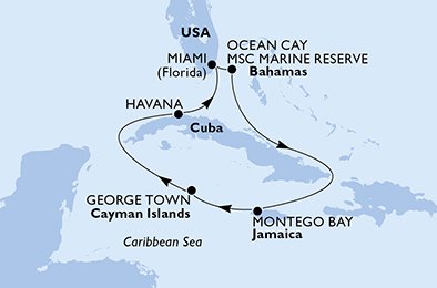 Estados Unidos, Bahamas, Jamaica, Ilhas Cayman, Cuba
