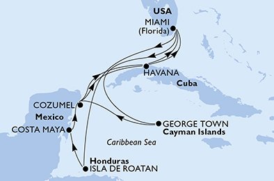 Estados Unidos, Ilhas Cayman, México, Cuba, Honduras
