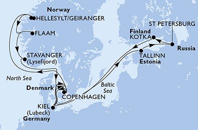 Alemanha, Dinamarca, Estônia, Rússia, Finlândia, Noruega