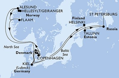 Alemanha, Dinamarca, Noruega, Finlândia, Estônia, Rússia