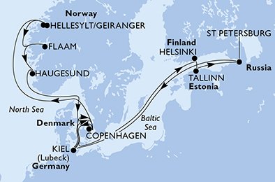 Dinamarca, Finlândia, Estônia, Rússia, Alemanha, Noruega