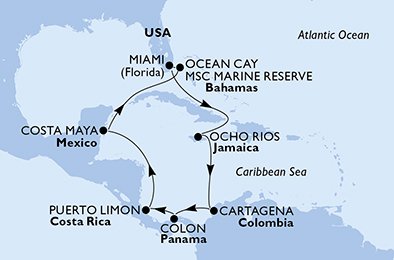 Estados Unidos, Jamaica, Colômbia, Panamá, Costa Rica, México, Bahamas