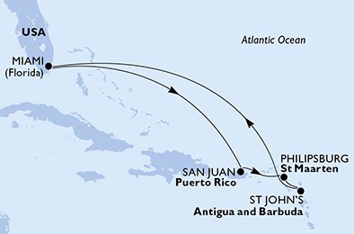 Estados Unidos, Porto Rico, St. Maarten, Antígua e Barbuda