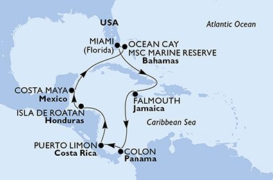 Estados Unidos, Jamaica, Panamá, Costa Rica, Honduras, México, Bahamas