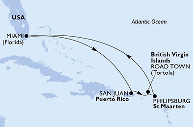 Estados Unidos, Porto Rico, Ilhas Virgens (Reino Unido), St. Maarten