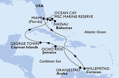 Estados Unidos, Aruba, Jamaica, Ilhas Cayman, Bahamas