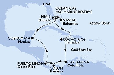 Estados Unidos, Jamaica, Colômbia, Panamá, Costa Rica, México, Bahamas