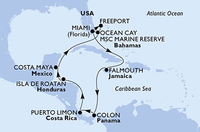 Estados Unidos, Jamaica, Panamá, Costa Rica, Honduras, México, Bahamas