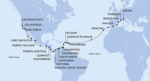 Itália, França, Espanha, Portugal, St. Maarten, Ilhas Virgens (E.U.), Porto Rico, Aruba, Colômbia, Panamá, Costa Rica, Nicarágua, Guatemala, México, Estados Unidos