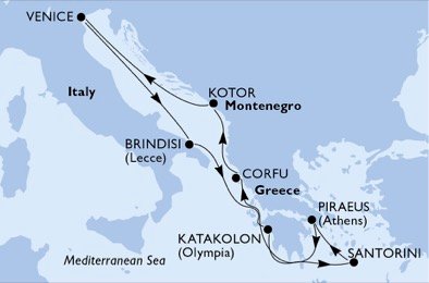 Itália, Grécia, Montenegro