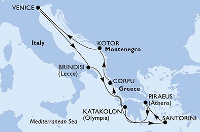 Itália, Grécia, Montenegro