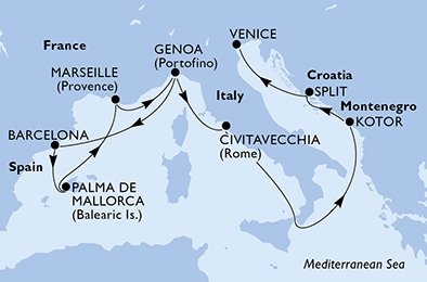Itália, Espanha, França, Montenegro, Croácia