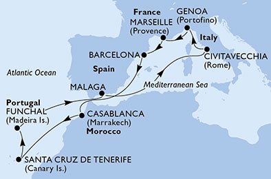 França, Espanha, Marrocos, Portugal, Itália