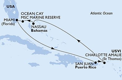 Estados Unidos, Porto Rico, Ilhas Virgens (E.U.), Bahamas