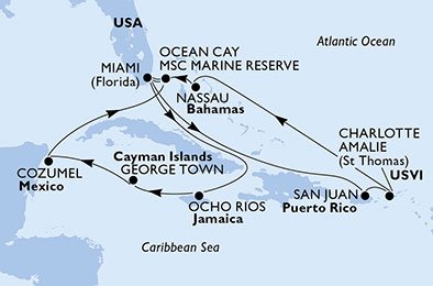 Estados Unidos, Jamaica, Ilhas Cayman, México, Bahamas, Porto Rico, Ilhas Virgens (E.U.)
