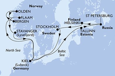 Alemanha, Noruega, Estônia, Rússia, Finlândia, Suécia
