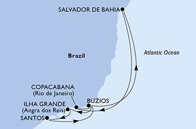 Salvador, Copacabana, Búzios, Ilha Grande, Santos, Búzios, Salvador