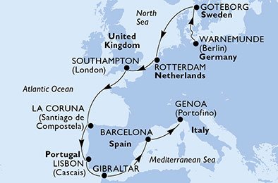 Alemanha, Suécia, Holanda, Reino Unido, Espanha, Portugal, Gibraltar, Itália