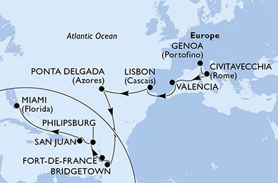 Itália, Espanha, Portugal, Barbados, Martinique, Antilhas Holandesas, Porto Rico, Estados Unidos