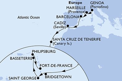 Itália, França, Espanha, Barbados, Grenada, São Cristóvão e Nevis, Antilhas Holandesas, Martinique