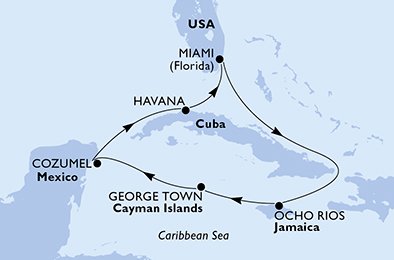 Estados Unidos, Jamaica, Ilhas Cayman, México, Cuba