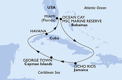 Estados Unidos, Bahamas, Jamaica, Ilhas Cayman, Cuba