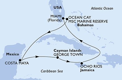 Estados Unidos, Bahamas, México, Ilhas Cayman, Jamaica